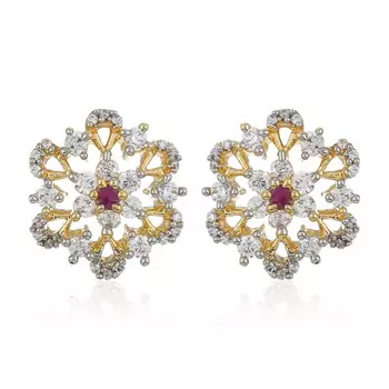 Pink And White Ad Stone Earrings