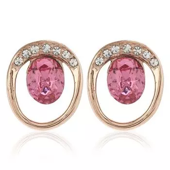 Pink Love Stud Earrings with Austrian Crystals for Women