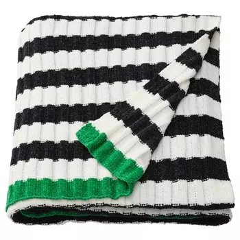 Плед черно-белый, MOSSMOTT Throw Black/White, произв. IKEA
