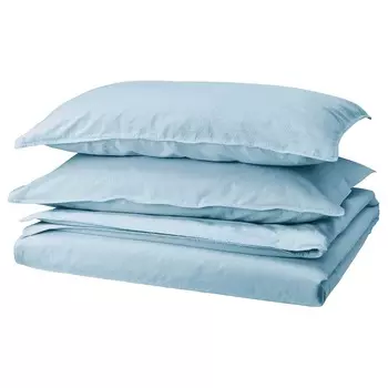 Пододеяльник и 2 наволочки, ANGSLILJA Duvet Cover and 2 Pillowcases Blue-grey, произв. IKEA