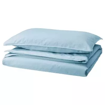 Пододеяльник и наволочка, ANGSLILJA Duvet Cover and Pillowcase Blue-grey, произв. IKEA
