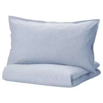 Пододеяльник и наволочка, BERGPALM Duvet Cover and Pillowcase Blue/Striped, произв. IKEA