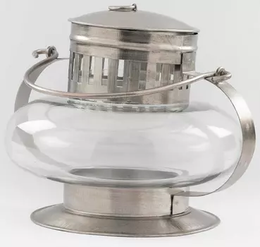 Подсвечник в форме фонаря, Никель, Capital Nickel Lantern, произв. John Molly Decor&Gifts