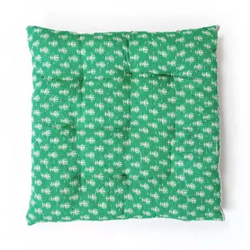 Подушка для стула с ручной вышивкой, Hand Embroidered Chair Pad Green, произв. MYINDIA