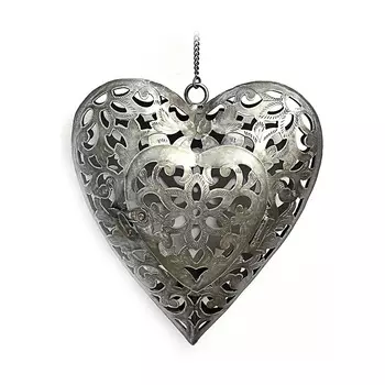 Подвеска на цепочке «Металлическое резное сердце», Цинк, Iron Zink Cutwork Hanging Heart, произв. John Molly Decor&Gifts