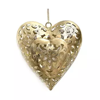 Подвеска на цепочке «Металлическое резное сердце», Латунь, Iron Brass Cutwork Hanging Heart, произв. John Molly Decor&Gifts