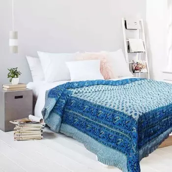 Покрывало, Bedcover Blue, Handmade, произв. MYINDIA