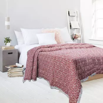 Покрывало, Bedcover Burgundy Pattern, Handmade, произв. MYINDIA