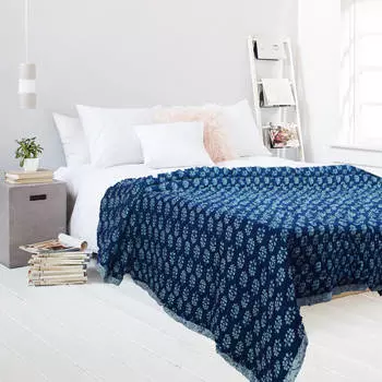 Покрывало, Bedcover White Pattern, Handmade, произв. MYINDIA