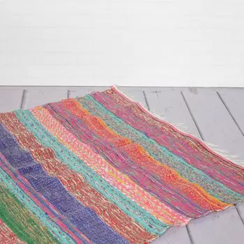 Полосатый ковёр из переработанного хлопка, Recycled Cotton Rug Thick Stripes Multicolor, Handmade, произв. MYINDIA