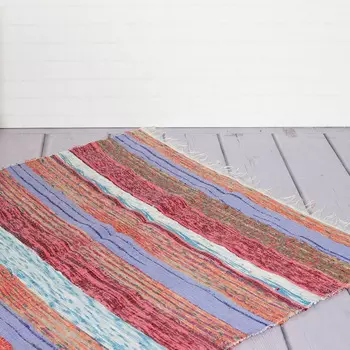 Полосатый ковёр из переработанного хлопка, Recycled Cotton Rug Autumn Color, Handmade, произв. MYINDIA