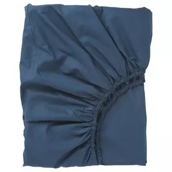 Простыня на резинке темно-синяя, ULLVIDE Fitted Sheet Dark Blue (90 x 200 cm), произв. IKEA