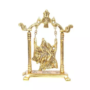 Радха и Кришна на качелях Джула, Radha Krishna on Swing Jhula Metal Statue, произв. Kridaykraft