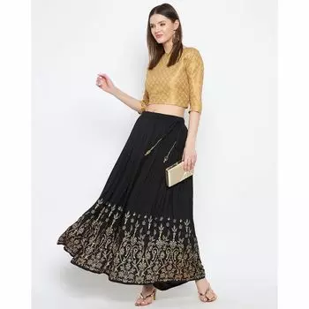 Расклешенная юбка с цветочным принтом, Floral Print Flared Skirt, произв. AJIO