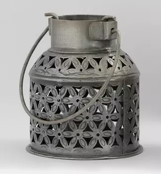 Резной подсвечник-бидон маленький, Цинк, Small Iron Cut Work Dolchi, произв. John Molly Decor&Gifts