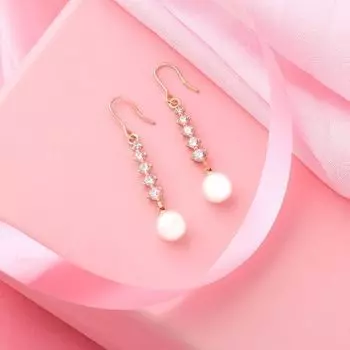 Rose gold Pearl Drop Tassel Earrings