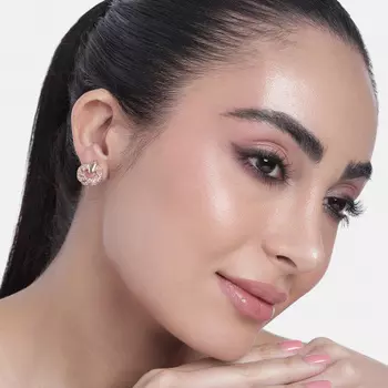 Rose Gold Tone Plated Round Stud Earring