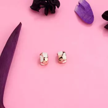 Rose Gold White Enamel Casual stud earrings