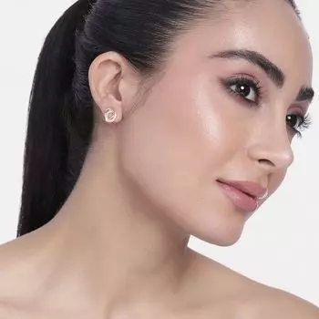 Round AD Stone Stud Earrings