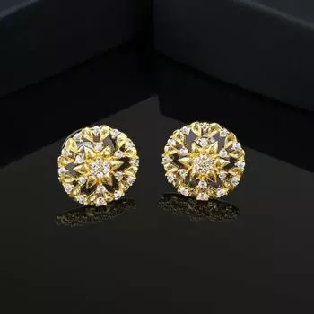 Round Shaped Stud With AD Stone earrings