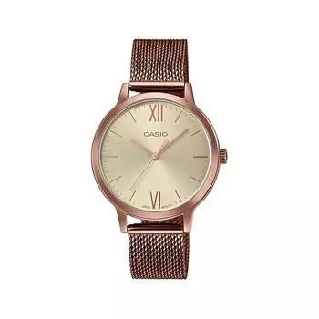 Розово-золотистые аналоговые женские часы, Rose Gold Analog Women's Watch, произв. Casio