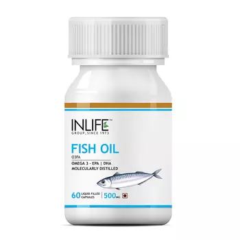 Рыбий жир, Омега 3 с жирными кислотами (60 кап, 500 мг), Fish Oil Omega 3, произв. INLIFE