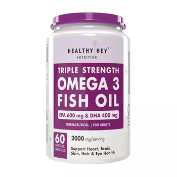 Рыбий жир с тройной Омега-3 (60 кап, 2000 мг), Triple Strength Omega 3 Fish Oil, произв. HealthyHey