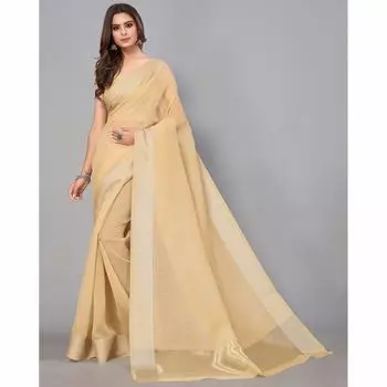 Сари с тканой каймой зари, Saree with Zari Woven Border, произв. AJIO