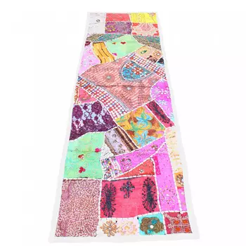 Саше лоскутное на кровать, Cotton Bedrunner Multicolored Patchwork, Handmade, произв. MYINDIA