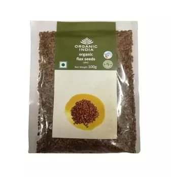 Семена Льна: источник Омега-3 (100 г), Flax Seeds, произв. Organic India