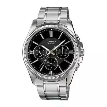 Серебристые часы мужские с несколькими циферблатами, Silver Multi-Dial Men's Watch, произв. Casio