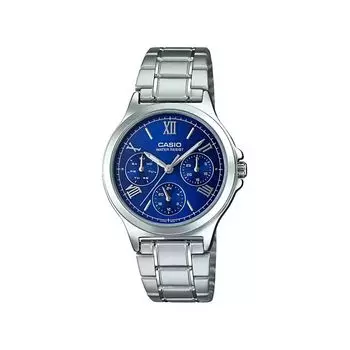 Серебристые часы с несколькими циферблатами женские, Silver Multi-Dial Women's Watch, произв. Casio