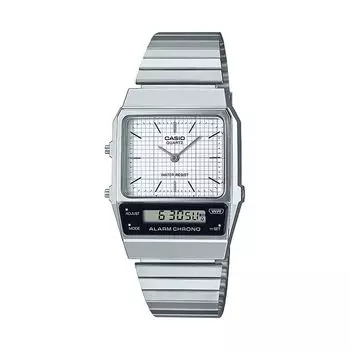 Серебристые винтажные комбинированные часы, Silver Vintage Combination Watch, произв. Casio