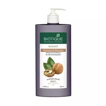 Шампунь-кондиционер для объема волос с Грецким орехом (650 мл), Walnut Volume & Bounce Shampoo & Conditioner, произв. Biotique