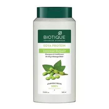 Шампунь-кондиционер с Соевым протеином: для сухих и поврежденных волос (340 мл), Soya Protein Intense Repair Shampoo & Conditioner, произв. Biotique