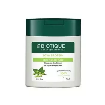 Шампунь-кондиционер с Соевым протеином: для сухих и поврежденных волос (75 мл), Soya Protein Intense Repair Shampoo & Conditioner, произв. Biotique