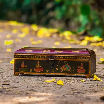 Шкатулка ручной работы, Wooden Box Black, Handmade, произв. MYINDIA