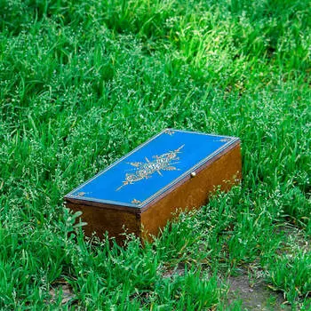 Шкатулка, Wooden Box Deep Blue, Handmade, произв. MYINDIA
