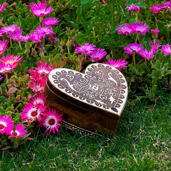 Шкатулка, Wooden Box Heart, Handmade, произв. MYINDIA