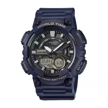 Синие аналогово-цифровые часы мужские часы, Blue Analog-Digital Men's Watch, произв. Casio