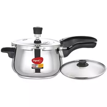 Скороварка со стеклянной крышкой, Stovekraft Inox Pro Stainless Steel 5 Litre Pressure Cooker with Glass Lid, произв. Pigeon