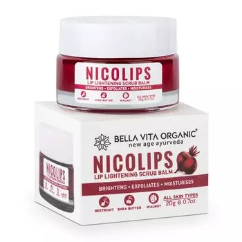 Скраб-бальзам для осветления губ (20 г), NicoLips Lip Lightening Scrub Balm, произв. Bella Vita