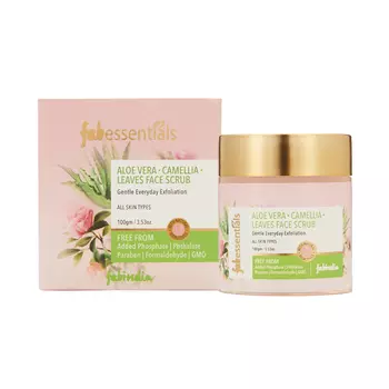 Скраб для лица с Алоэ вера и листьями Камелии (100 г), Aloe Vera Camellia Leaves Face Scrub, произв. Fabessentials