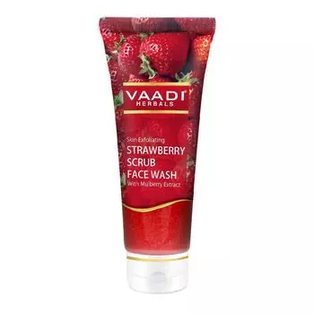 Скраб для лица с Клубникой и экстрактом Шелковицы (60 г), Strawberry Scrub Face Wash with Mulberry Extract, произв. Vaadi Herbals