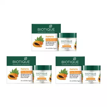 Скраб для лица с Папайей: очищение и выравнивание тона кожи (3 х 75 г), Bio Papаya Scrub Set, произв. Biotique