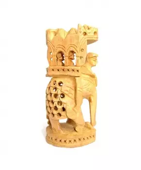 Слон с наездником: деревянная статуэтка ручной работы, Elephant, Wooden statue, Handmade