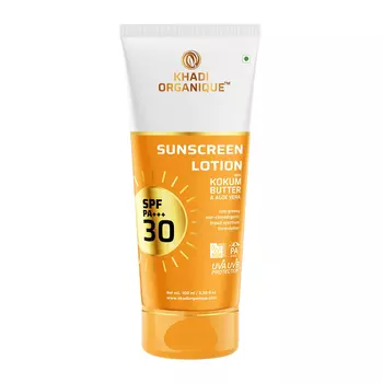 Солнцезащитный лосьон с маслом Кокума и Алоэ вера (100 мл), Sunscreen Lotion with Kokum Butter & Aloe Vera SPF 30 PA+++, произв. Khadi Organique