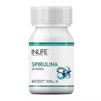 Спирулина: источник витаминов и минералов (60 кап, 500 мг), Spirulina, произв. INLIFE