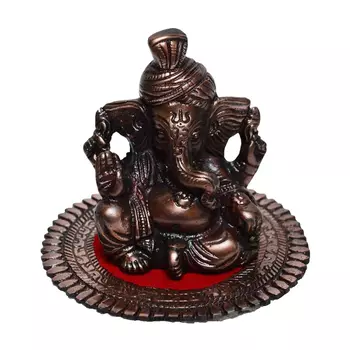 Статуэтка Ганеши, Brown Metal Phagdi Lord Ganesha Idol on Round Base, произв. eCraftIndia