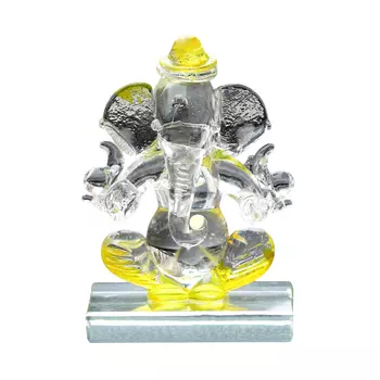 Статуэтка Ганеши, Yellow Transparent Double Sided Crystal Ganesha Idol, произв. eCraftIndia